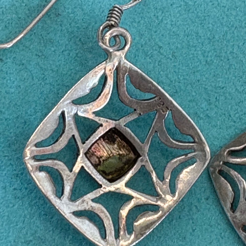 Abalone Shell Silver Earrings - Picture 3 of 4